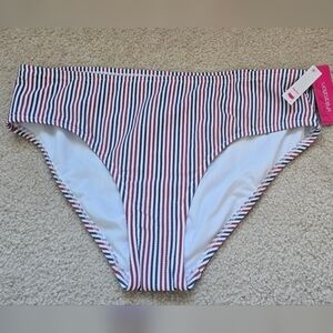 🌈 NWT Xhilaration Plus Bikini Bottoms Red White Blue Size 16W/18W
